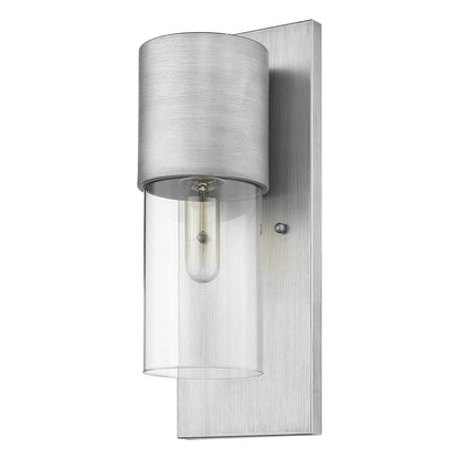 Contemporary Brushed Silver and Glass Wall Light HomeRoots