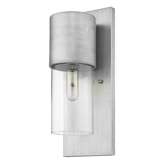 Contemporary Brushed Silver and Glass Wall Light HomeRoots