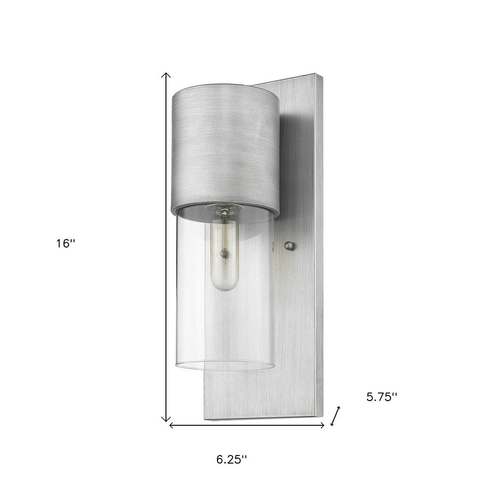 Contemporary Brushed Silver and Glass Wall Light HomeRoots