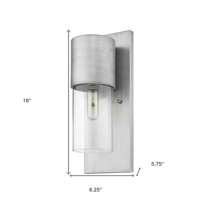 Contemporary Brushed Silver and Glass Wall Light HomeRoots