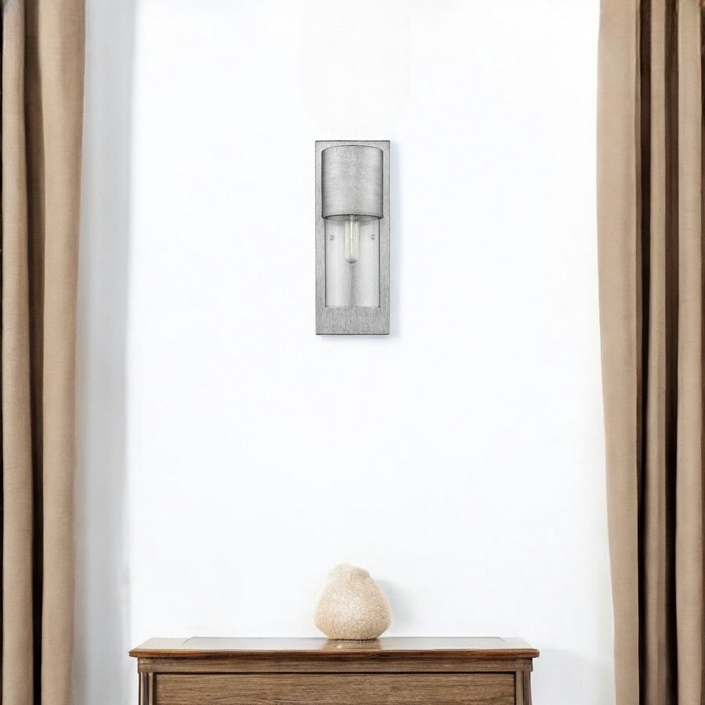 Contemporary Brushed Silver and Glass Wall Light HomeRoots