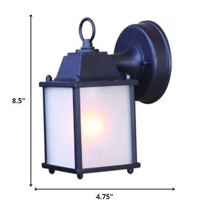 Matte Black Hanging Frosted Glass Lantern Wall Light - FurniFindUSA