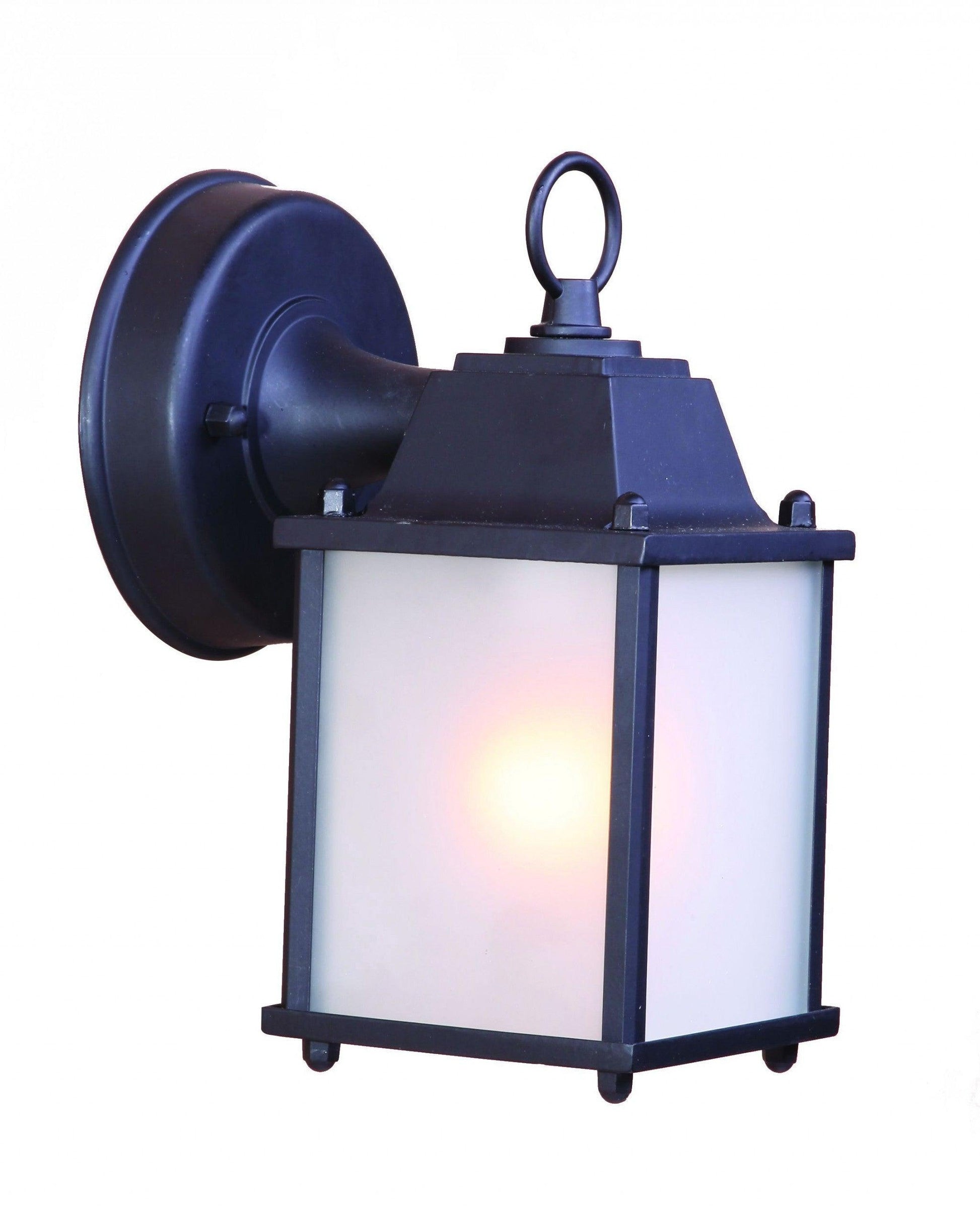 Matte Black Hanging Frosted Glass Lantern Wall Light - FurniFindUSA