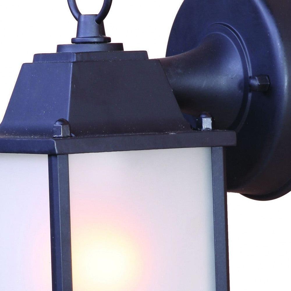 Matte Black Hanging Frosted Glass Lantern Wall Light - FurniFindUSA