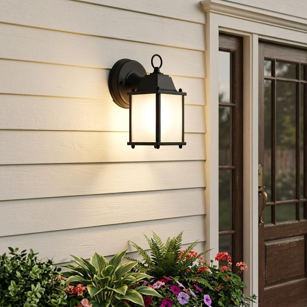 Matte Black Hanging Frosted Glass Lantern Wall Light HomeRoots