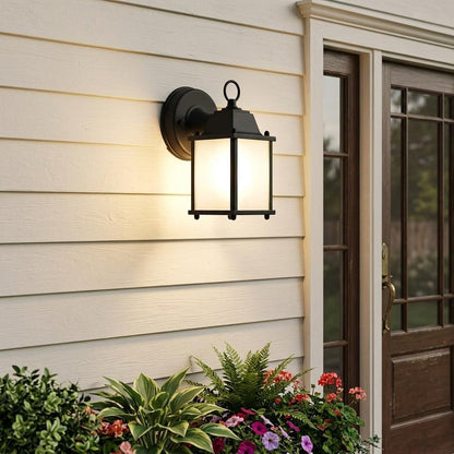 Matte Black Hanging Frosted Glass Lantern Wall Light HomeRoots