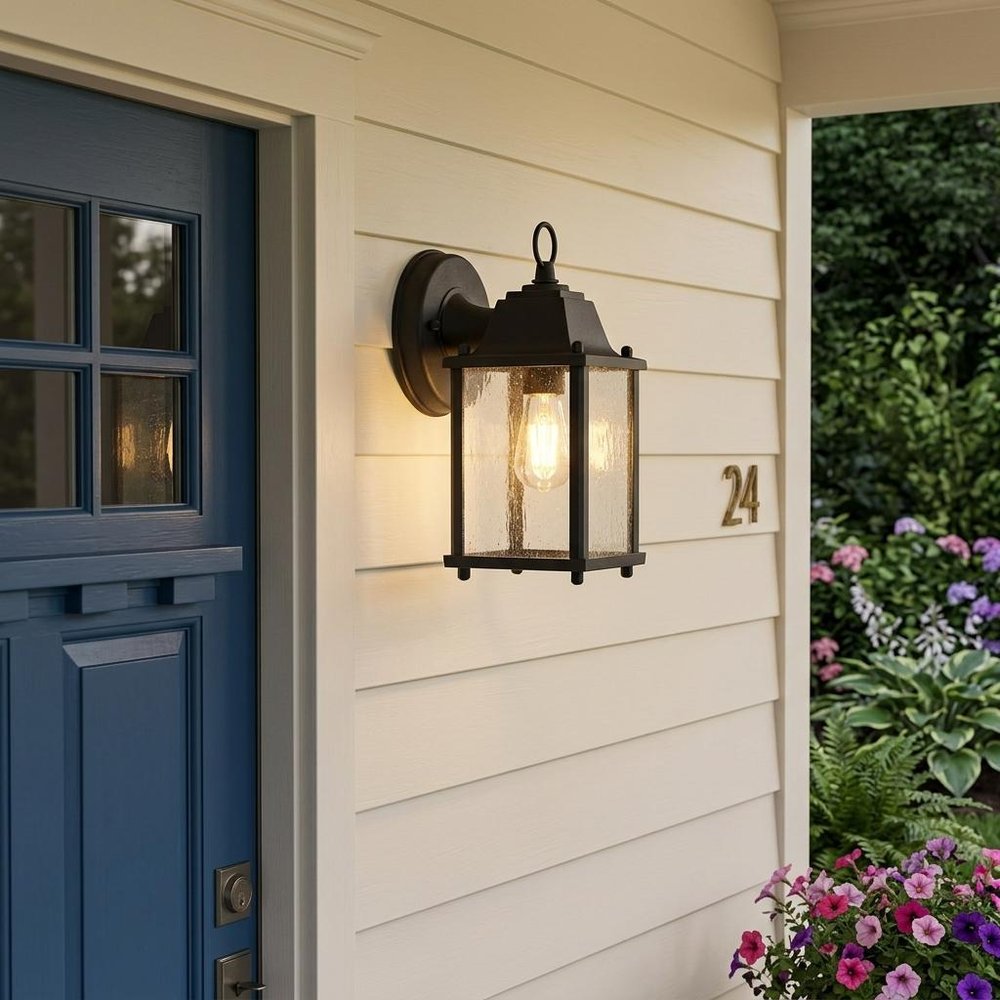 Matte Black Hanging Waterfall Glass Lantern Wall Light HomeRoots