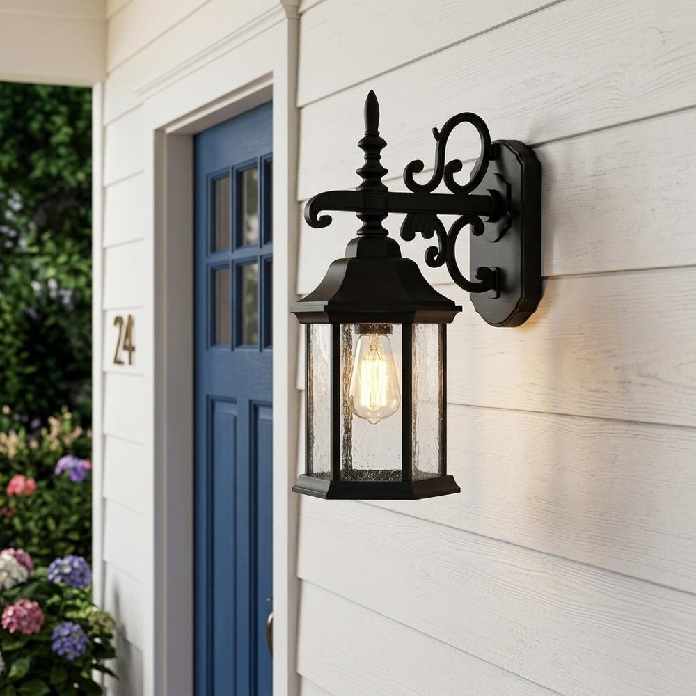 Narrow Matte Black Domed Hanging Lantern Wall Light HomeRoots
