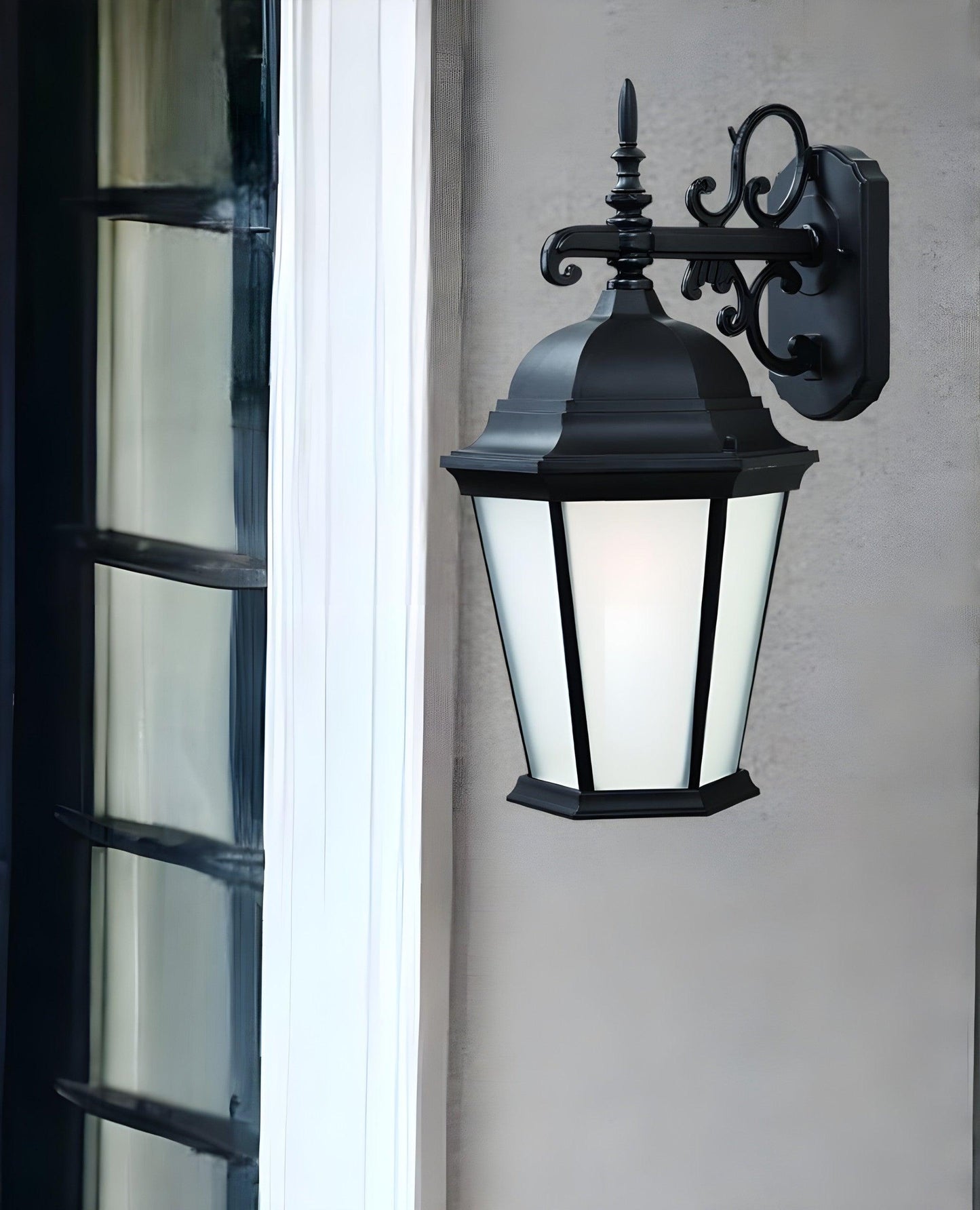 Matte Black Domed Hanging Lantern Wall Light - FurniFindUSA
