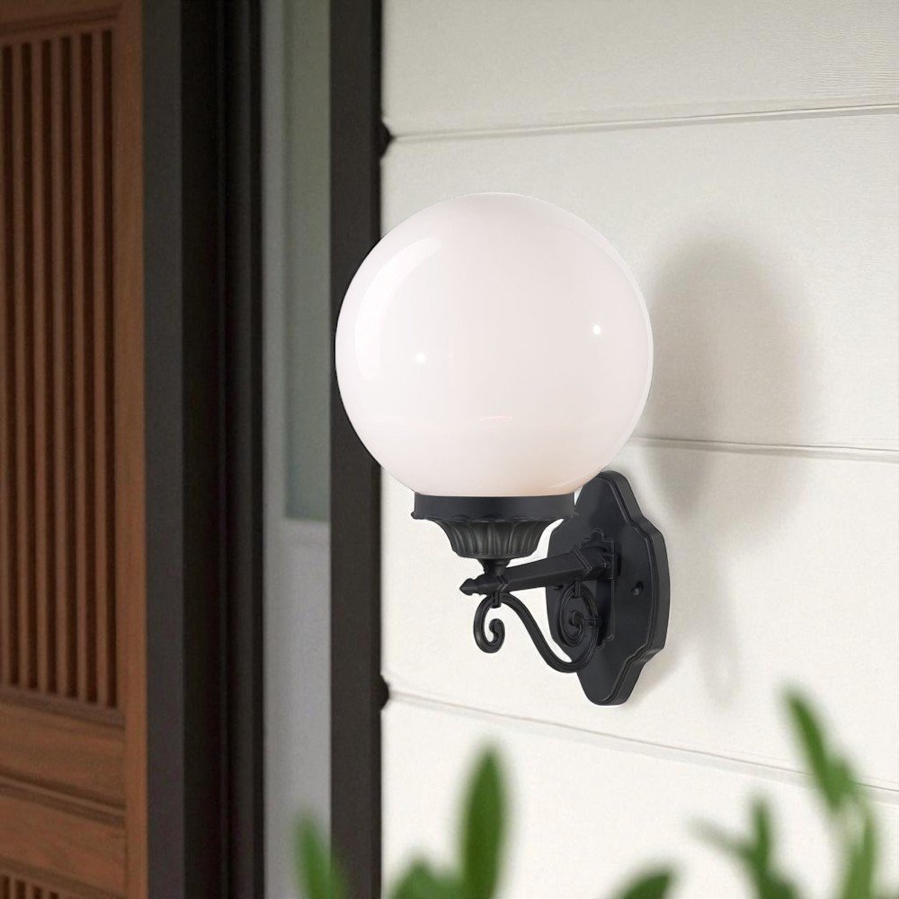 Matte Black Round Acrylic Globe Wall Sconce HomeRoots