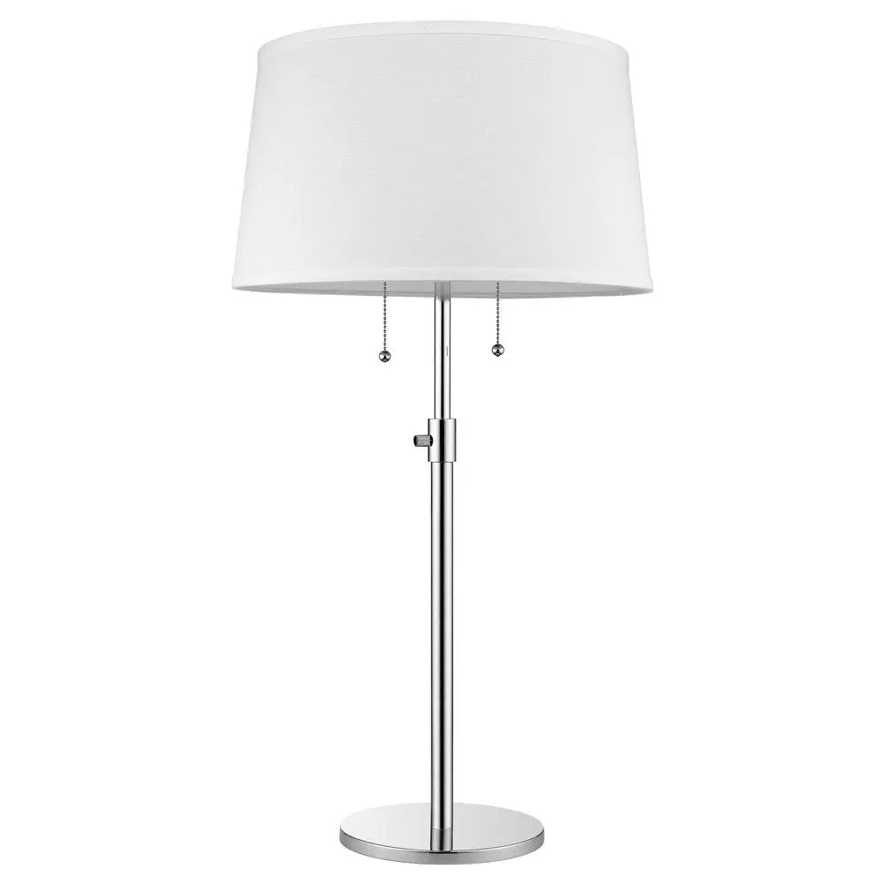 31" Silver Metal Two Light Adjustable Table Lamp With White Empire Shade HomeRoots