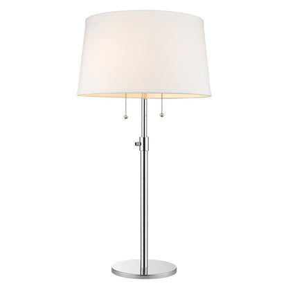 31" Silver Metal Two Light Adjustable Table Lamp With White Empire Shade HomeRoots