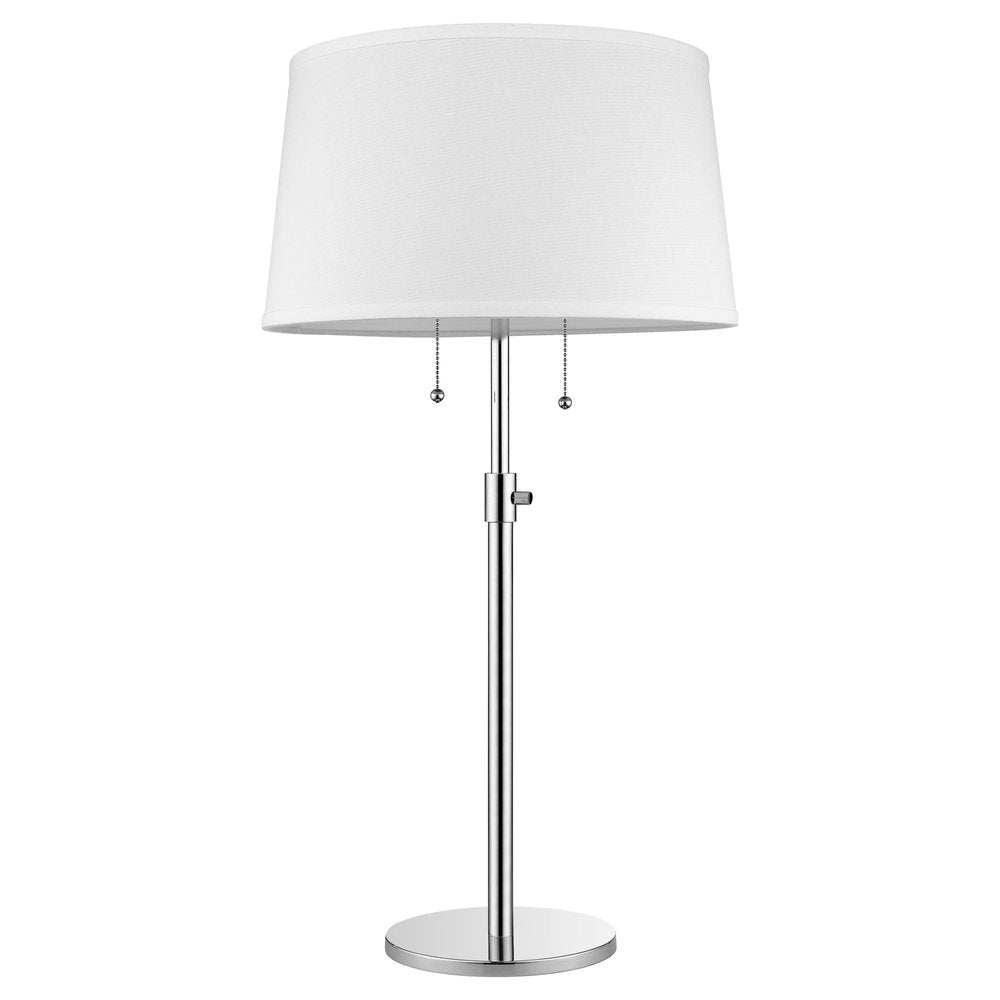 31" Silver Metal Two Light Adjustable Table Lamp With White Empire Shade HomeRoots