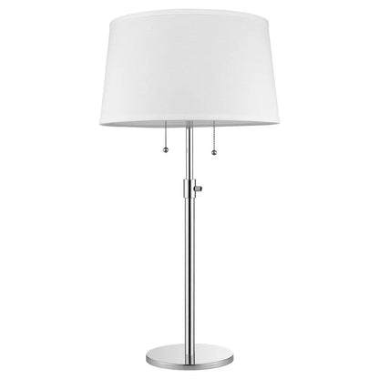 31" Silver Metal Two Light Adjustable Table Lamp With White Empire Shade HomeRoots