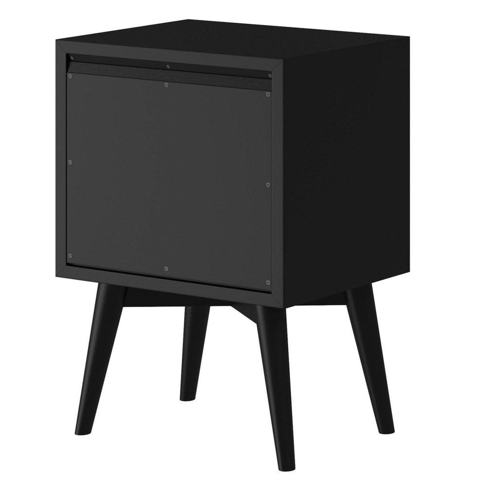 26" Black Solid Wood Two Drawer Nightstand HomeRoots