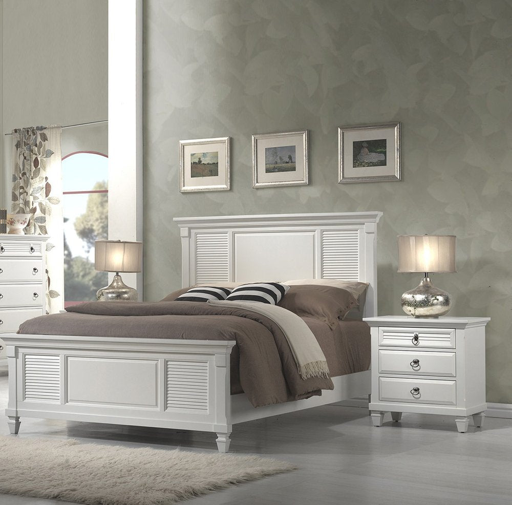 28" White Wood Three Drawer Nightstand HomeRoots