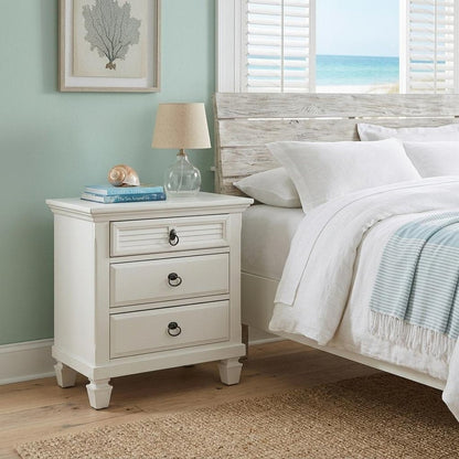 28" White Wood Three Drawer Nightstand HomeRoots