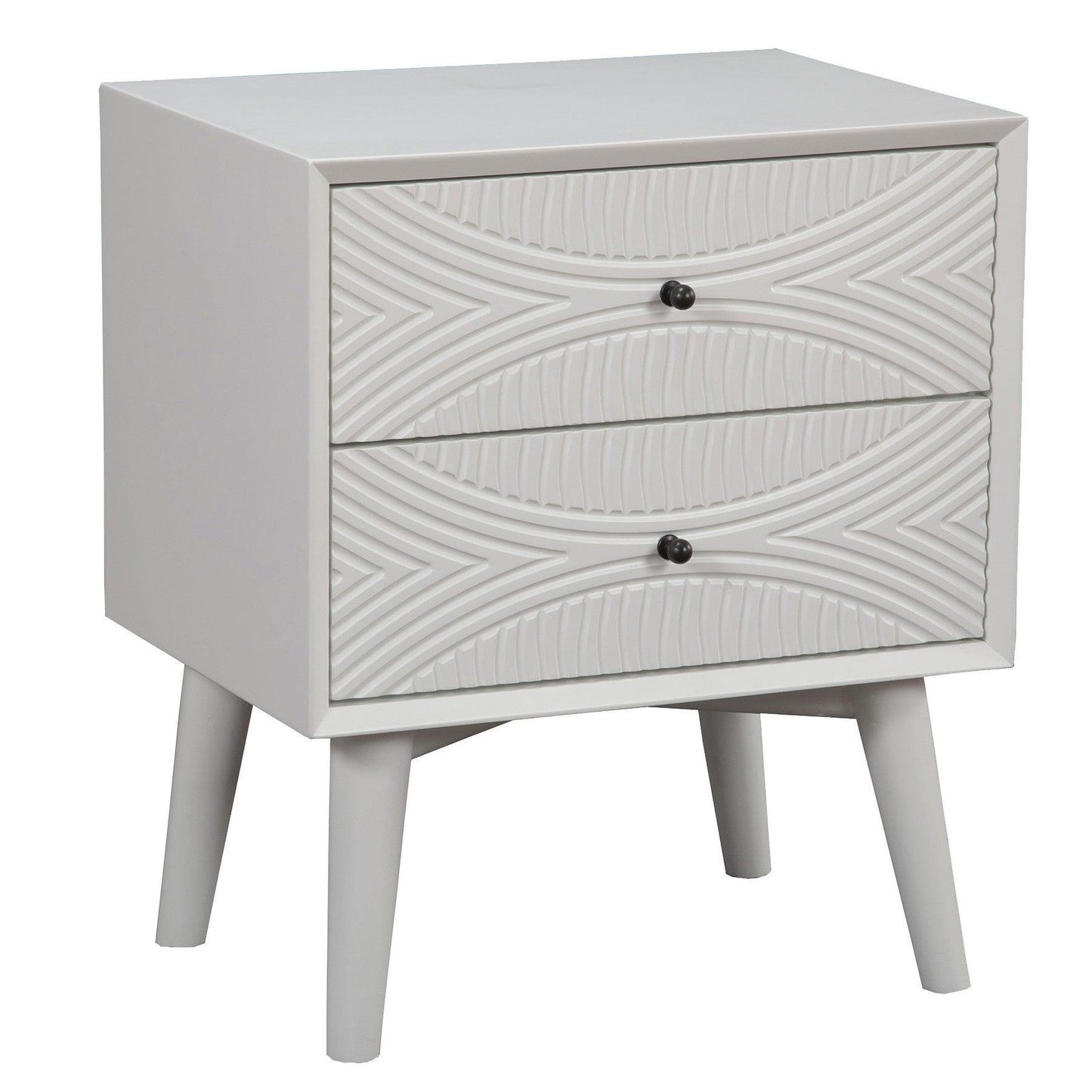 White Groovy 1 Drawer Wood Nightstand - FurniFindUSA