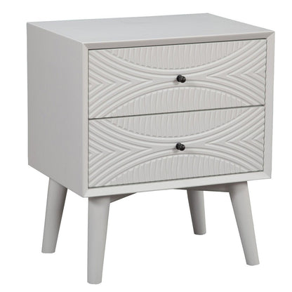 26" Solid Wood and Wood Two Drawer Nightstand HomeRoots