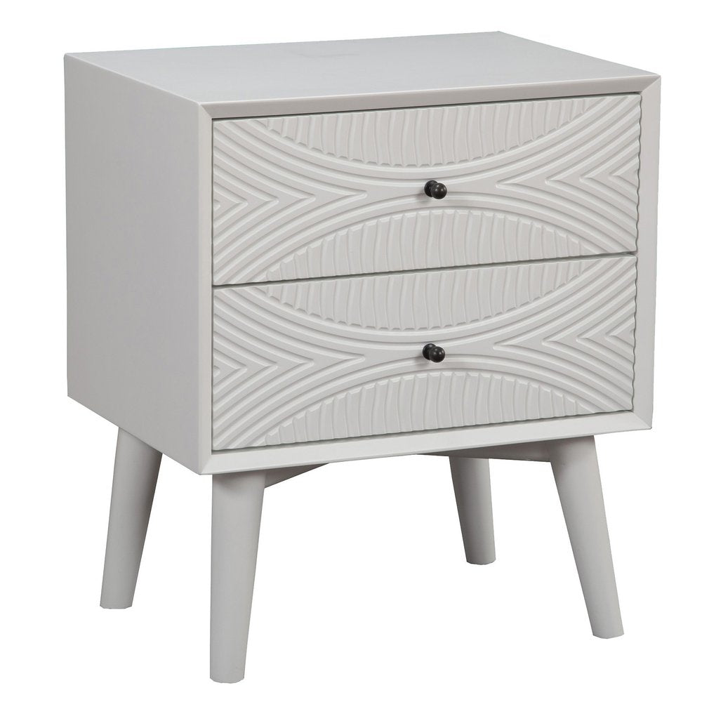 26" Solid Wood and Wood Two Drawer Nightstand HomeRoots