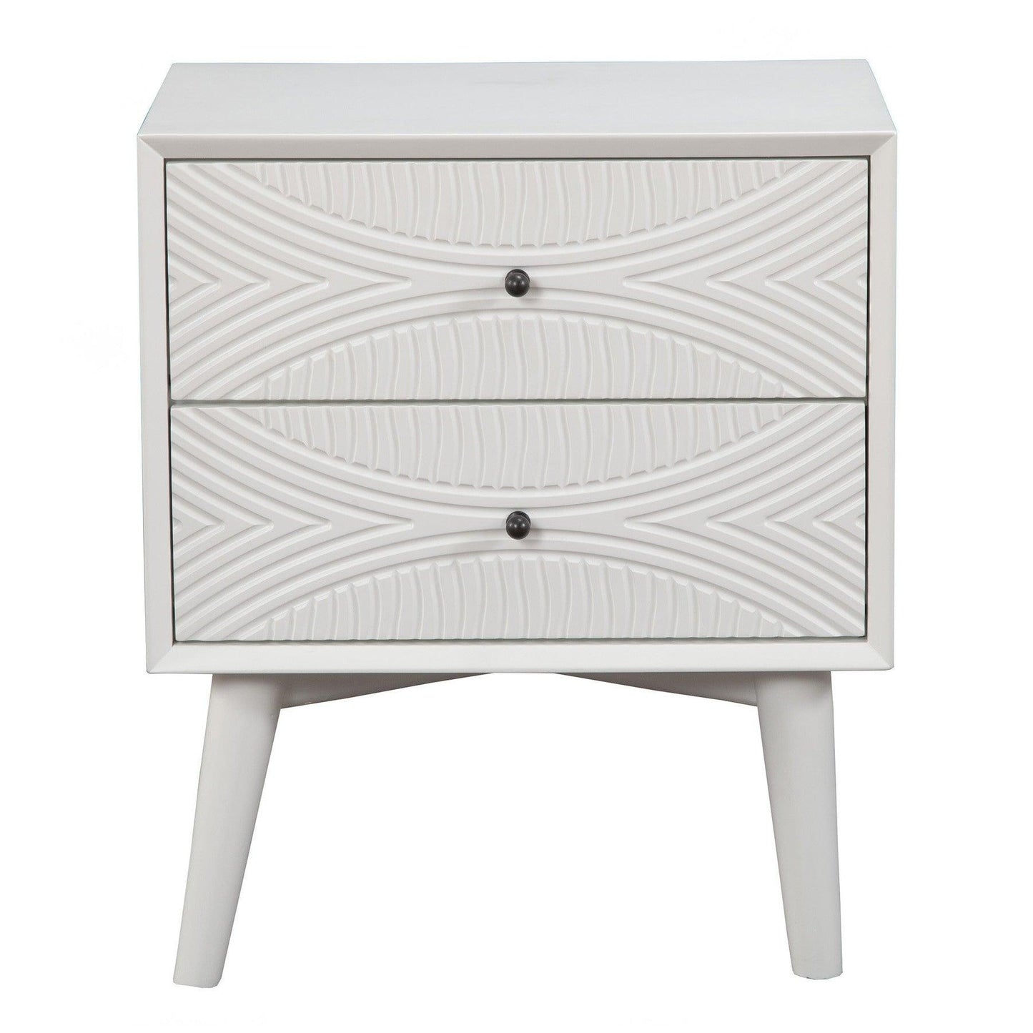 White Groovy 1 Drawer Wood Nightstand - FurniFindUSA