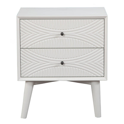 White Groovy 1 Drawer Wood Nightstand - FurniFindUSA