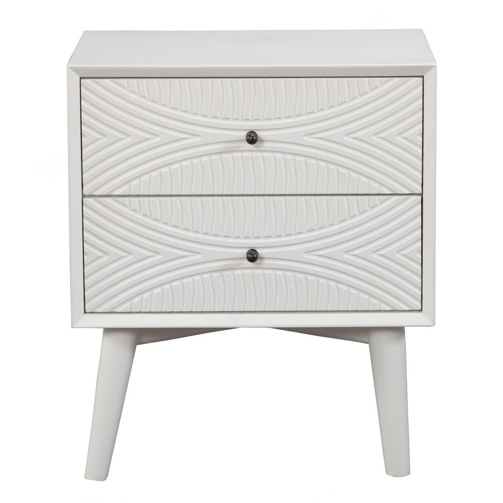 26" Solid Wood and Wood Two Drawer Nightstand HomeRoots