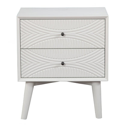 26" Solid Wood and Wood Two Drawer Nightstand HomeRoots