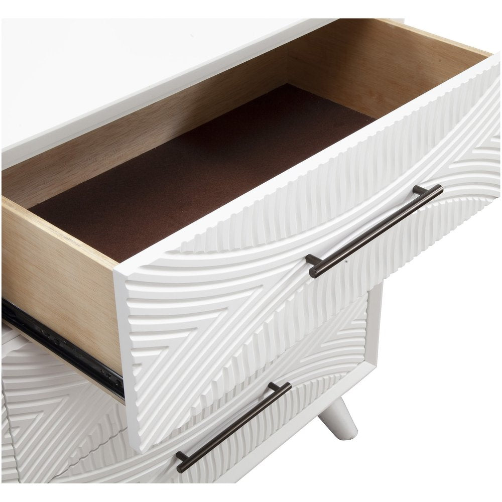 26" Solid Wood and Wood Two Drawer Nightstand — view 4