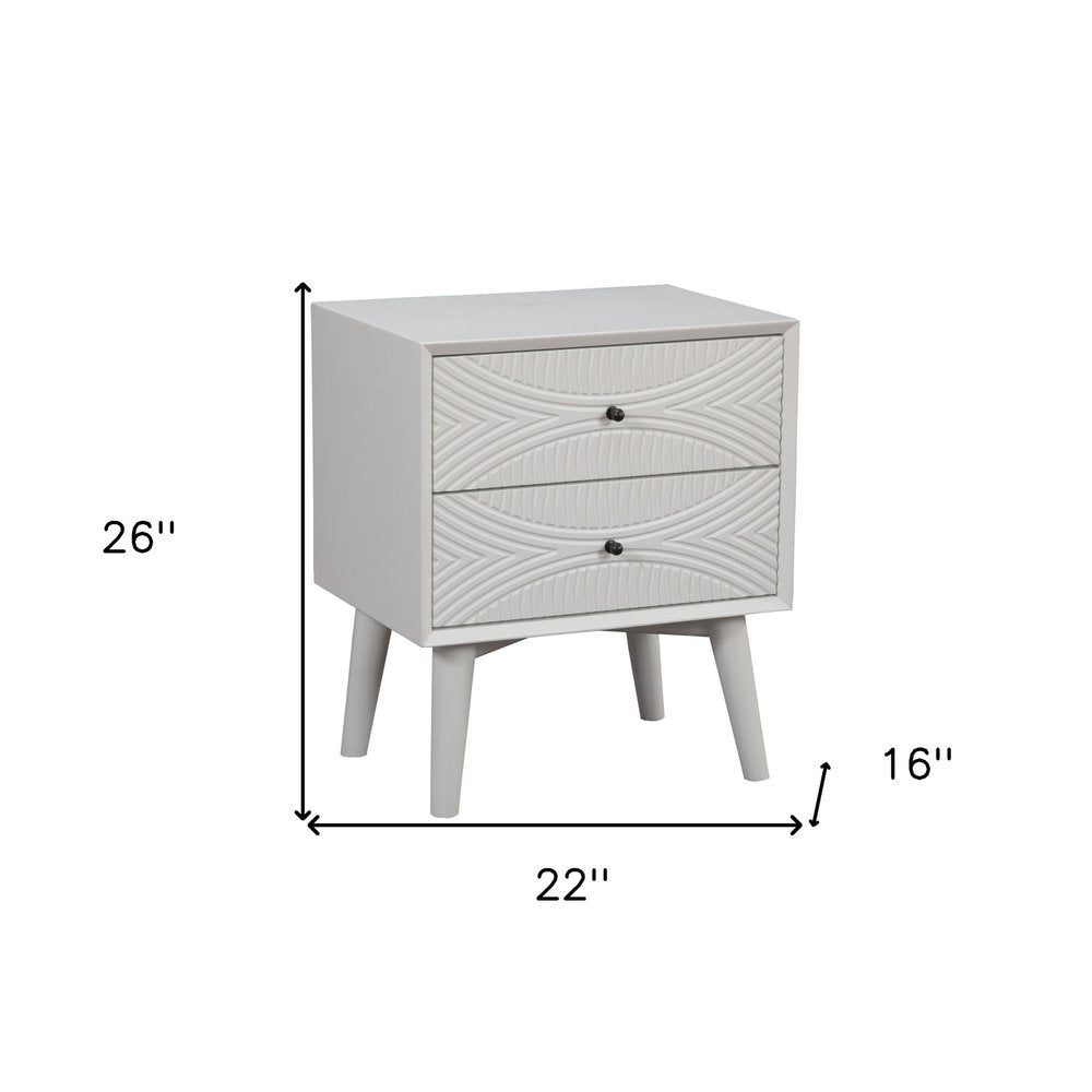 26" Solid Wood and Wood Two Drawer Nightstand — view 6