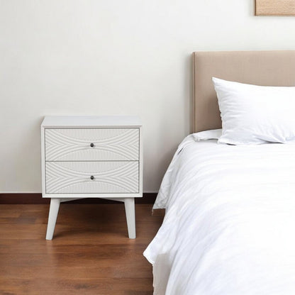 26" Solid Wood and Wood Two Drawer Nightstand