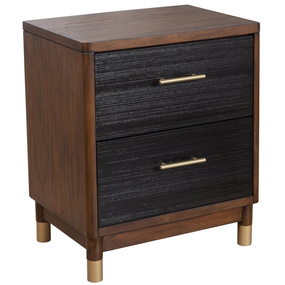 Dark Walnut and Black Mod Drawer Nightstand HomeRoots
