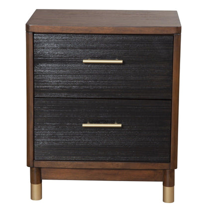 Dark Walnut and Black Mod Drawer Nightstand - FurniFindUSA