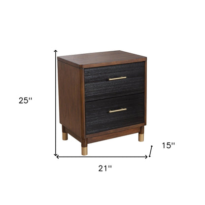 Dark Walnut and Black Mod Drawer Nightstand - FurniFindUSA