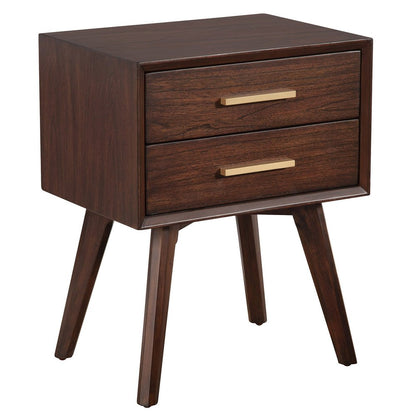 25" Solid Wood and Wood Two Drawer Nightstand HomeRoots