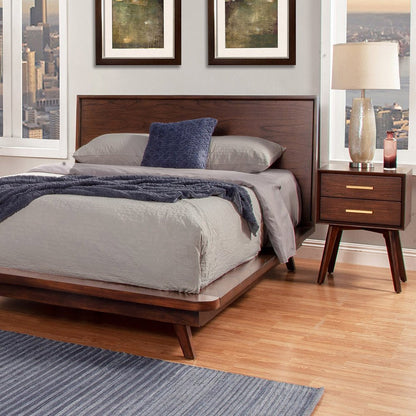 25" Solid Wood and Wood Two Drawer Nightstand HomeRoots