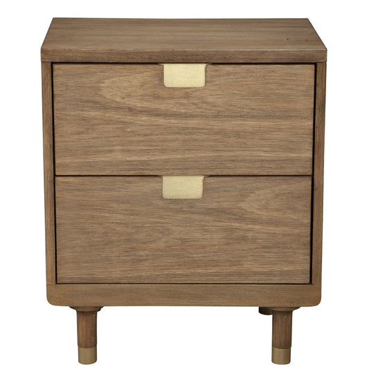 25" Solid Wood and Wood Two Drawer Nightstand
