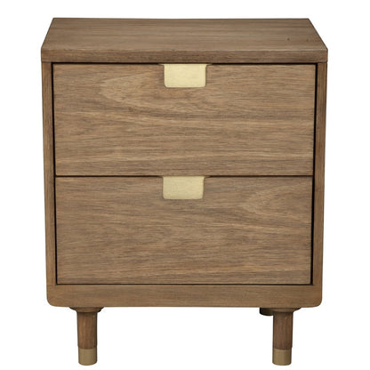 25" Solid Wood and Wood Two Drawer Nightstand HomeRoots
