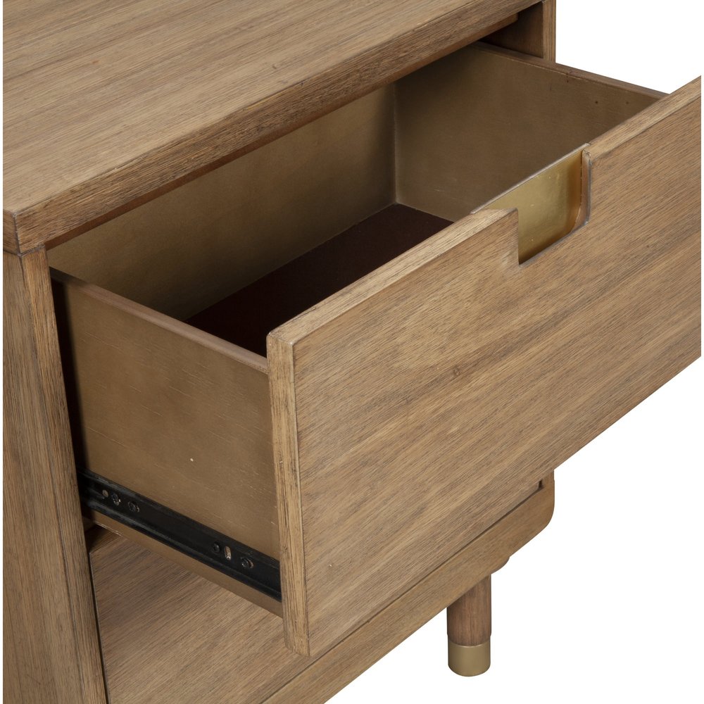 25" Solid Wood and Wood Two Drawer Nightstand HomeRoots