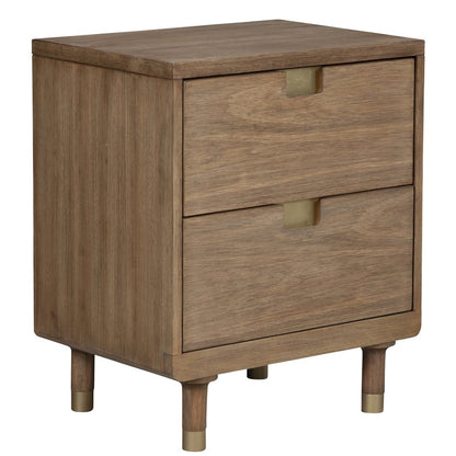 25" Solid Wood and Wood Two Drawer Nightstand HomeRoots