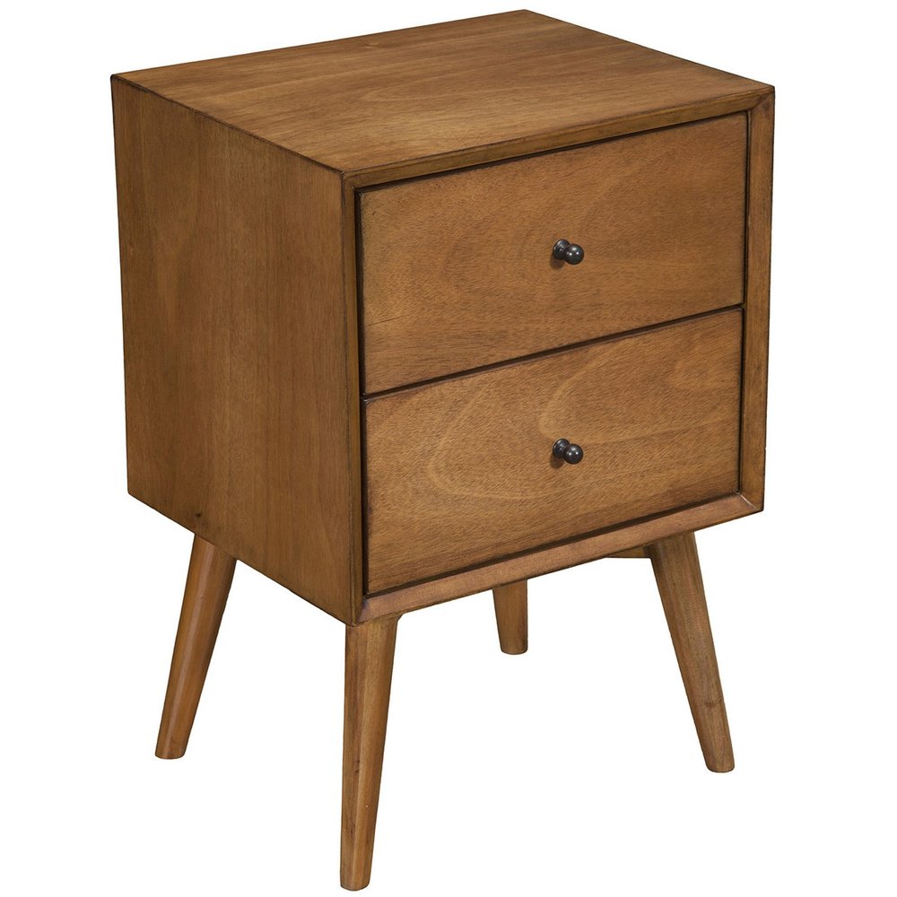 26" Solid Wood and Wood Two Drawer Nightstand HomeRoots