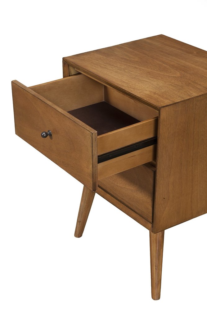 26" Solid Wood and Wood Two Drawer Nightstand HomeRoots