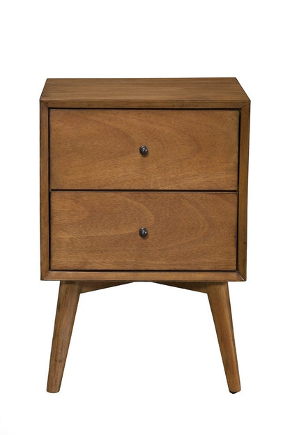 26" Solid Wood and Wood Two Drawer Nightstand HomeRoots