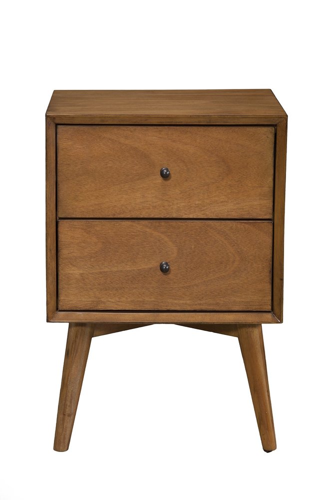 26" Solid Wood and Wood Two Drawer Nightstand HomeRoots