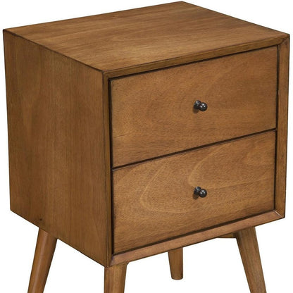 26" Solid Wood and Wood Two Drawer Nightstand HomeRoots
