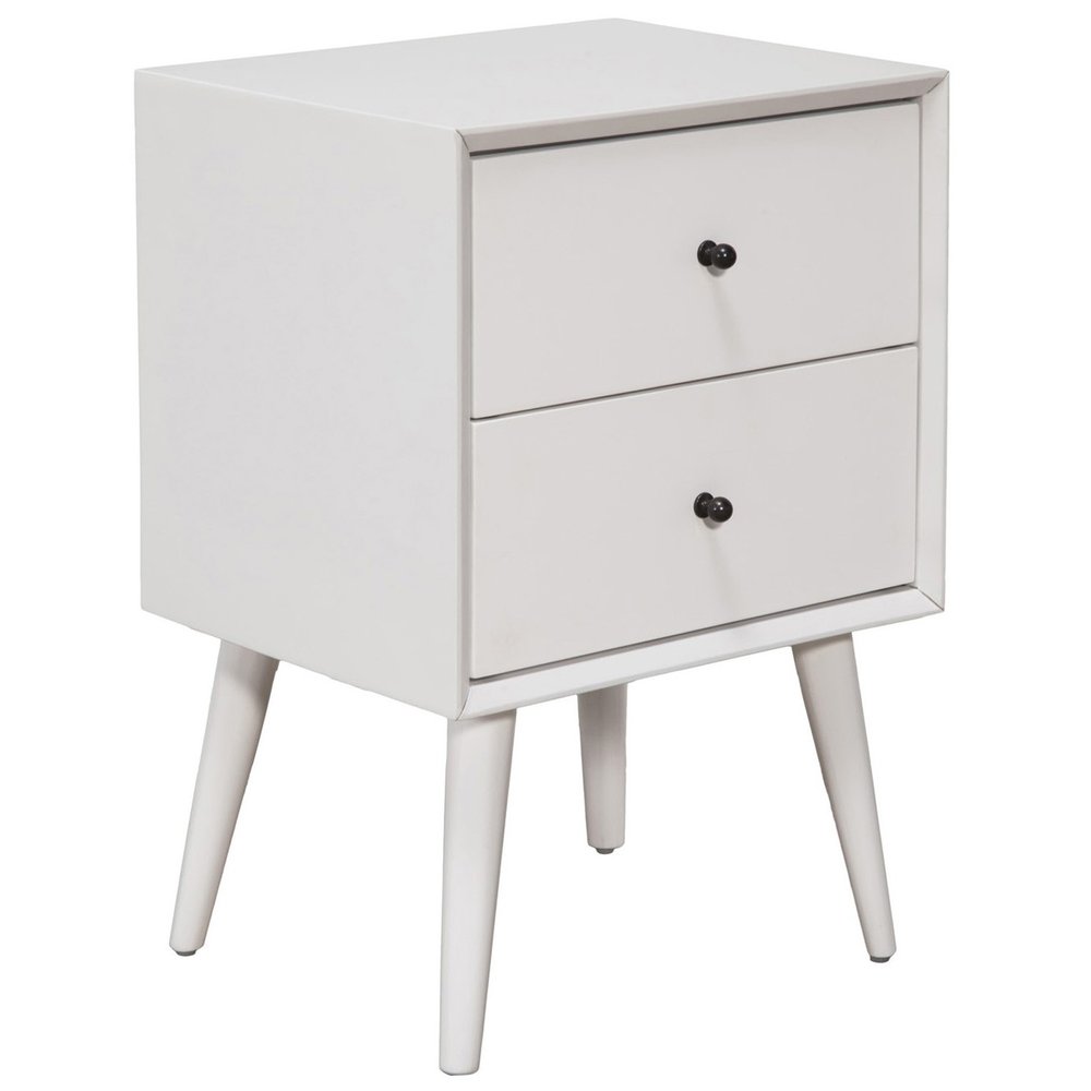 26" Solid Wood and Wood Two Drawer Nightstand HomeRoots
