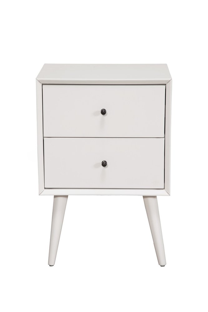 26" Solid Wood and Wood Two Drawer Nightstand HomeRoots