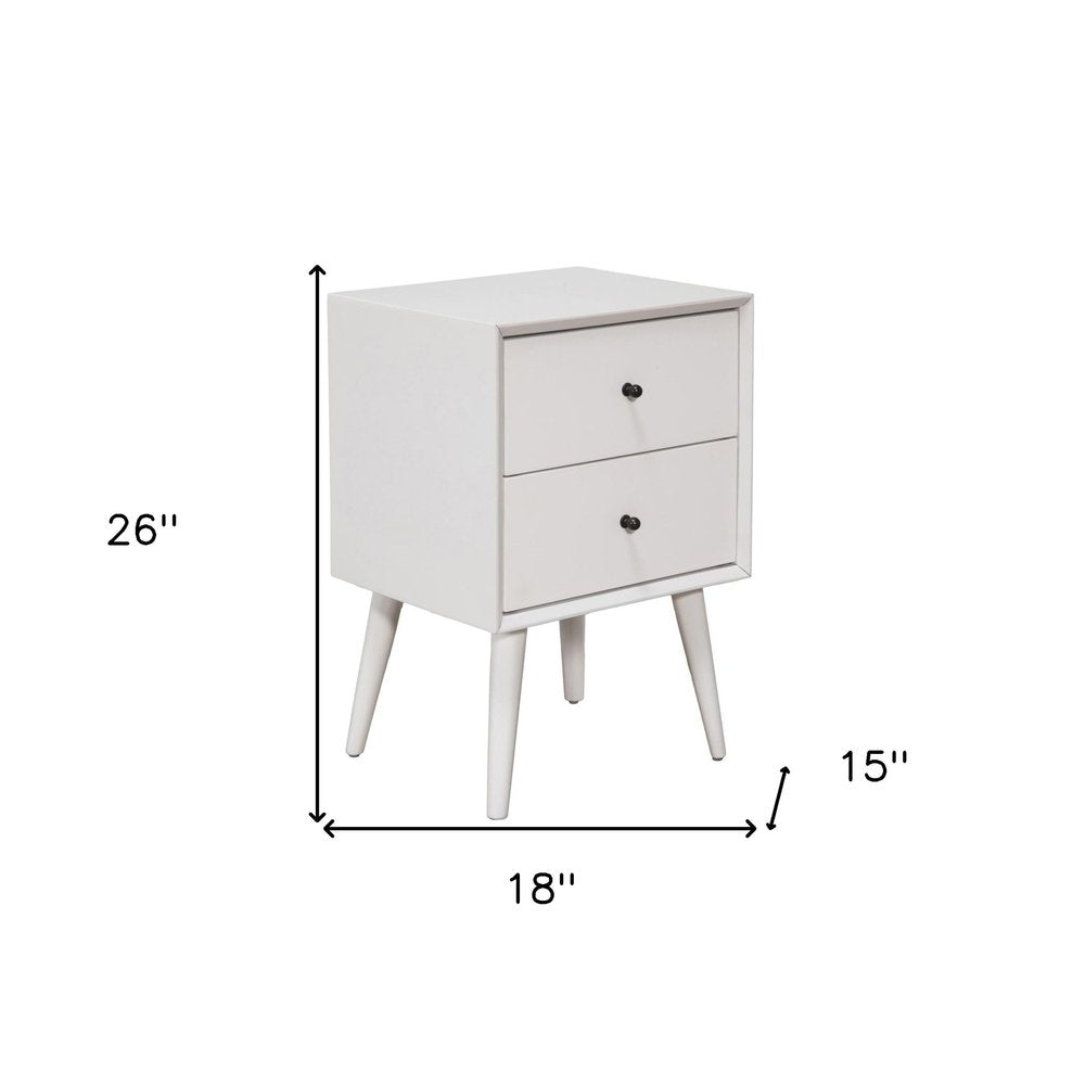 26" Solid Wood and Wood Two Drawer Nightstand HomeRoots