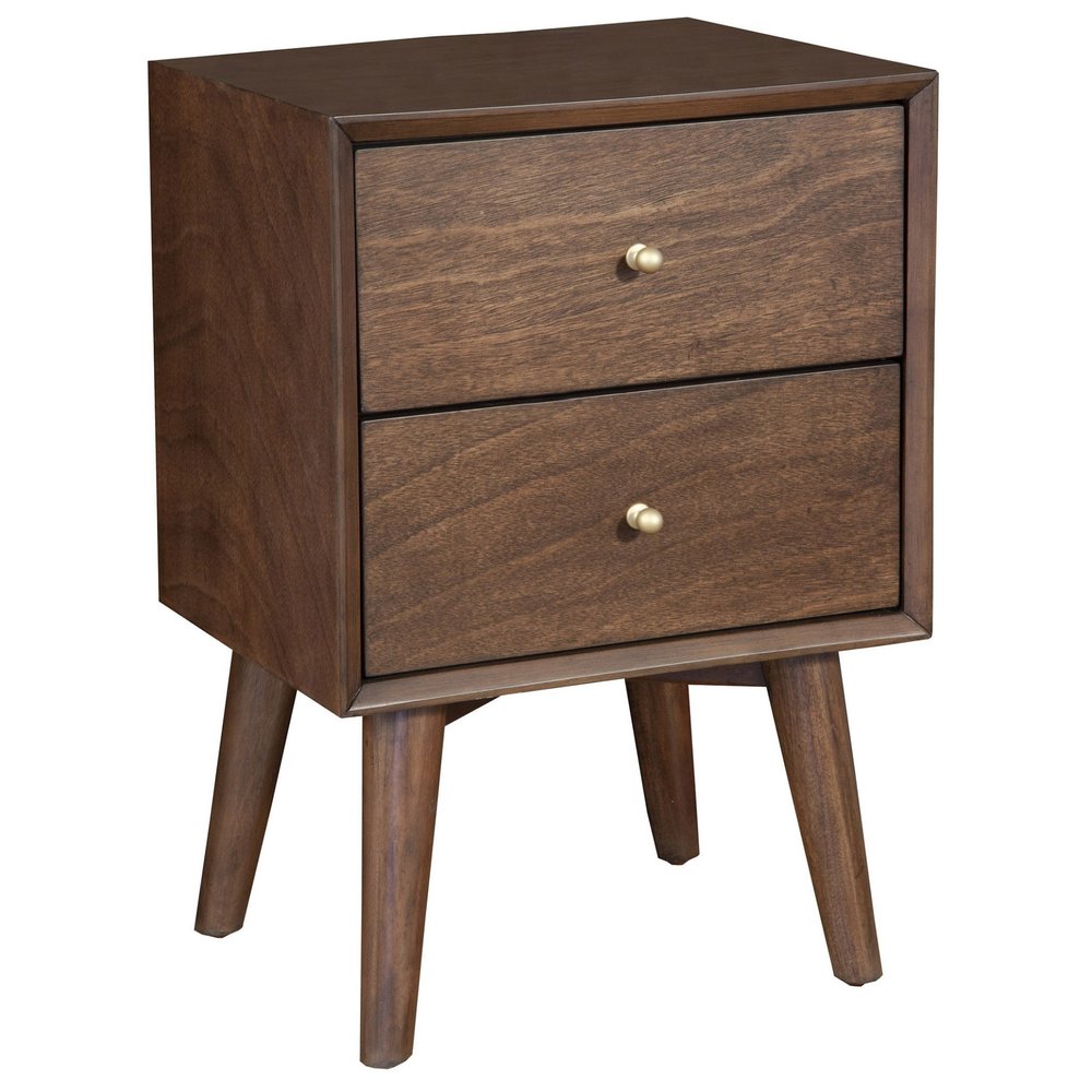 26" Brown Solid Wood and Wood Two Drawer Nightstand HomeRoots