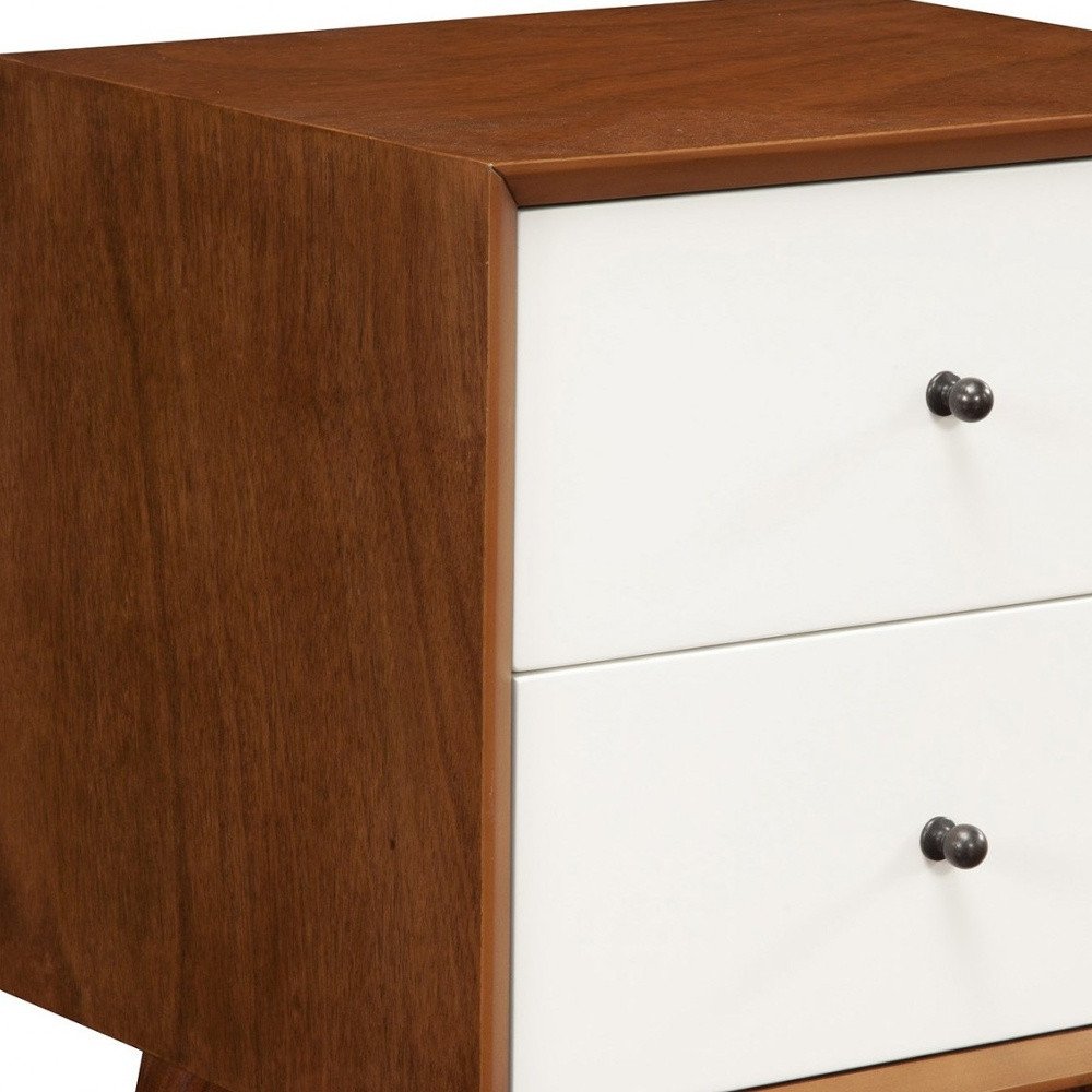 26" Solid Wood and Wood Two Drawer Nightstand HomeRoots